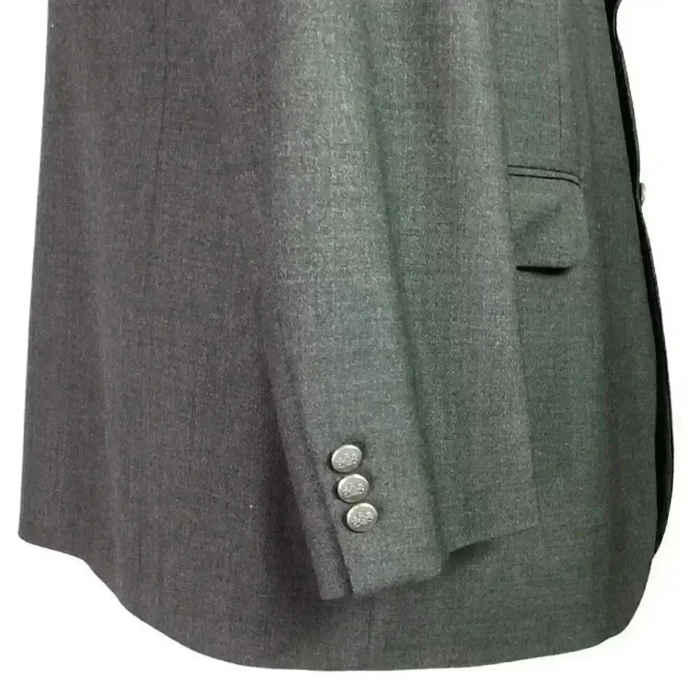 Stafford Men 46L Long 2 Button Sport Coat Blazer Jacket Gray Poly Wool Blend VTG